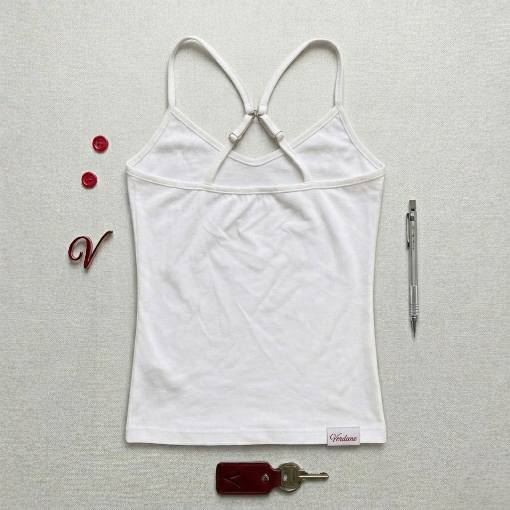 “Verdane” Original White and Red Tank Top